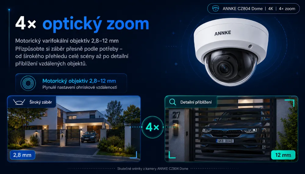 ANNKE CZ804 Dome 4× optický zoom a objektiv 2,8 až 12 mm