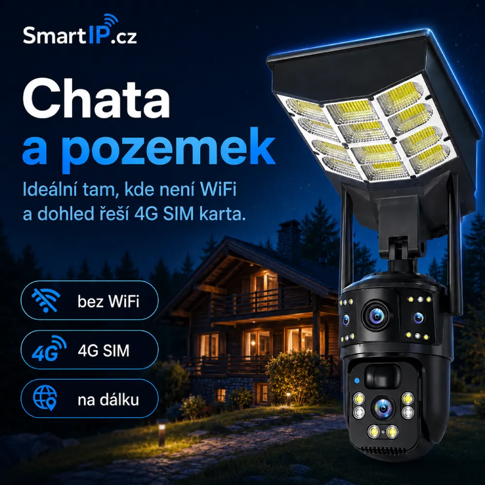 4G solární kamera pro chatu a pozemek