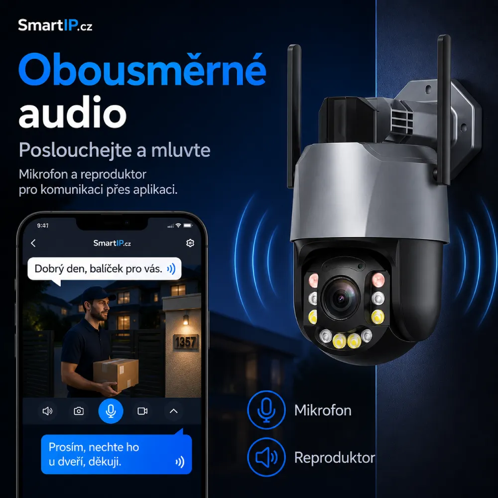Obousměrné audio u venkovní WiFi kamery