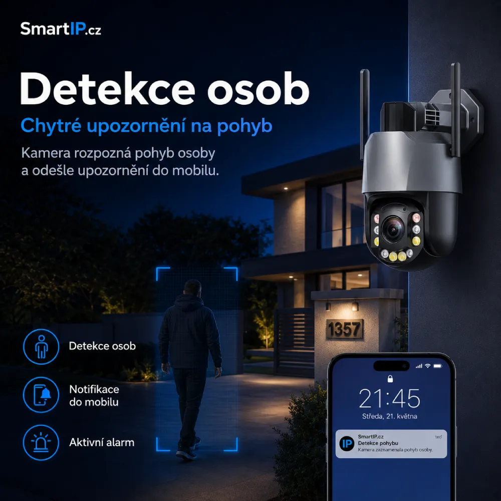 Detekce osob a upozornění do mobilu u WiFi kamery