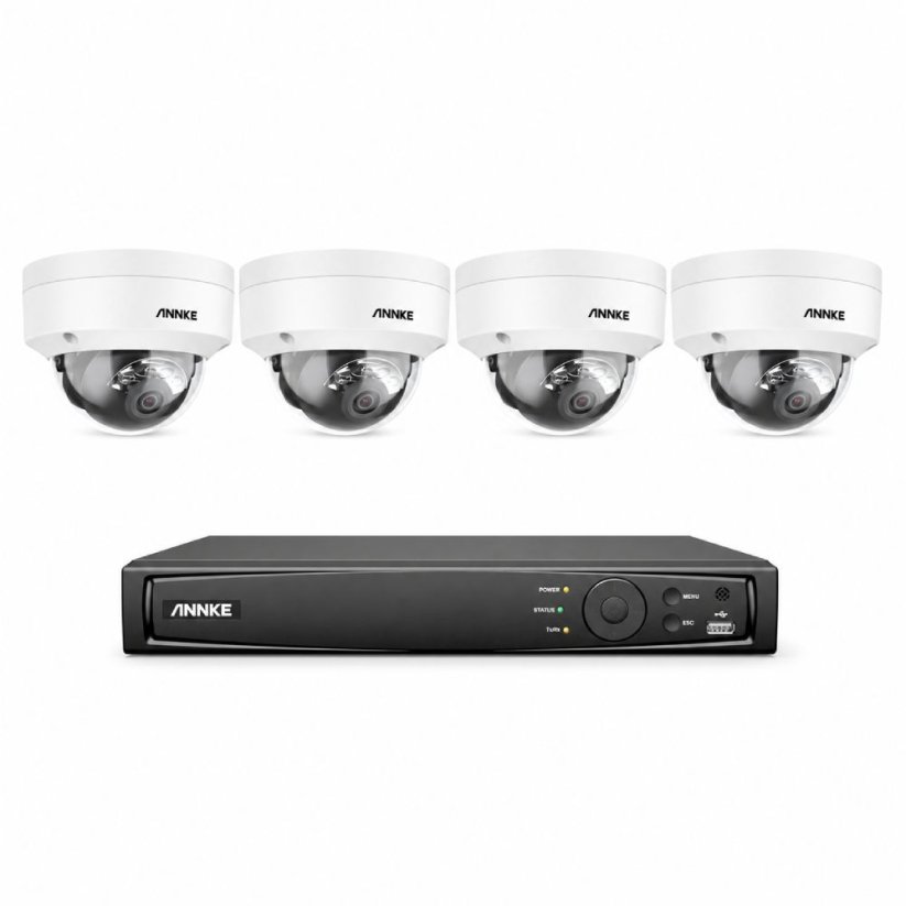 12MP IP PoE kamerový set, 4 antivandal kamery, H