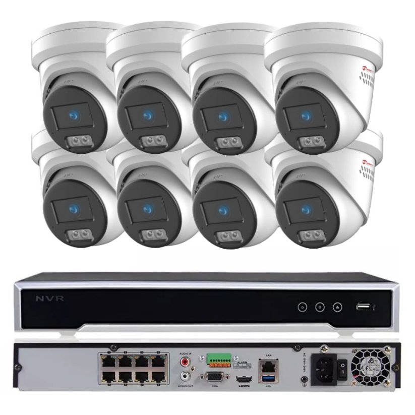 8MP profesionální PoE kamerový set, 8x ColorVu kamera, H Profi