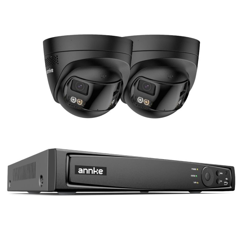 8MP IP PoE kamerový set, 2 panoramatické 180° kamery, černé, H