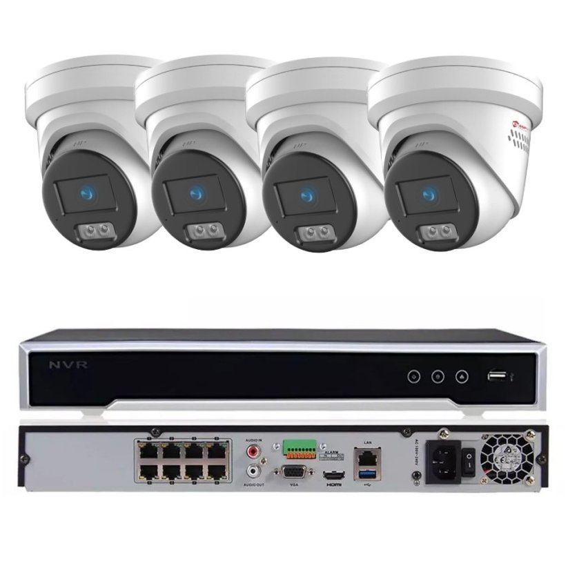 8MP profesionální PoE kamerový set, 4x ColorVu kamera, H Profi