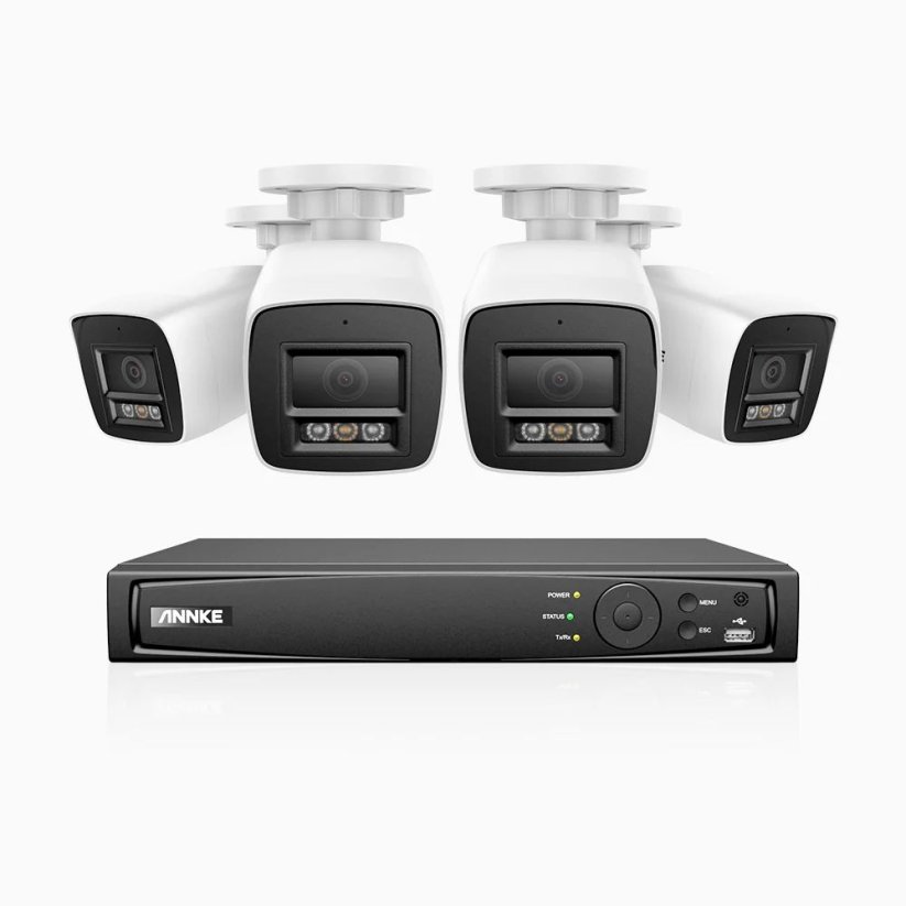 8MP IP PoE kamerový set, 4 pevné kamery, H