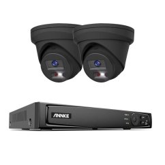 8MP IP PoE kamerový set, 2 turret černé kamery, H