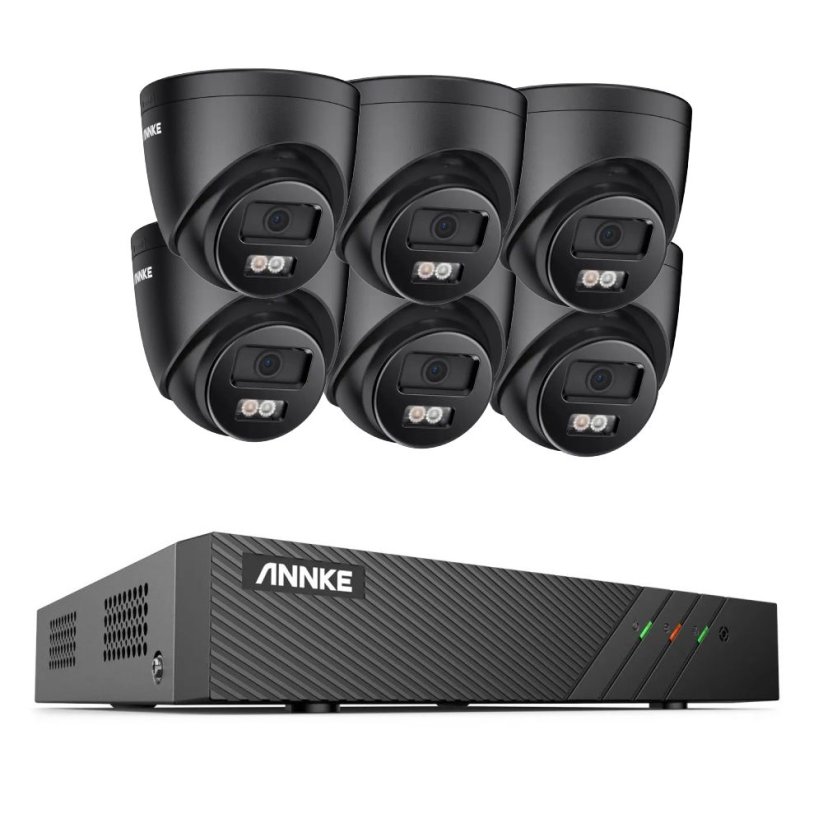 5MP IP PoE kamerový set, 6 turret černých kamer, H