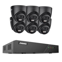 5MP IP PoE kamerový set, 6 turret černých kamer, Hik