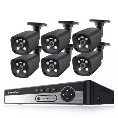8MP IP PoE kamerový set, 6 pevných kovových kamer, XM