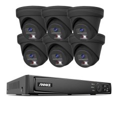 8MP IP PoE kamerový set, 6 turret černých kamer, H