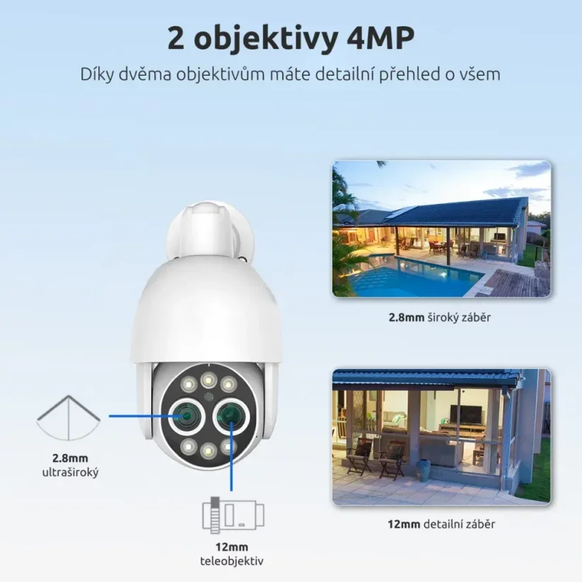 8MP IP PoE kamerový set, 8 otočných DUAL kamer, XM