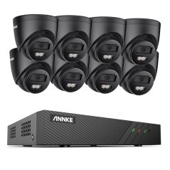 5MP IP PoE kamerový set, 8 turret černých kamer, Hik