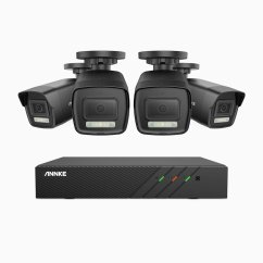5MP IP PoE kamerový set, 4 černé pevné kamery, H