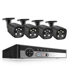 8MP IP PoE kamerový set, 4 pevné kovové kamery, XM