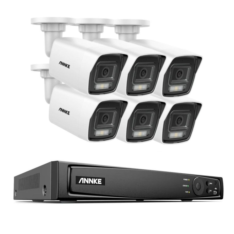 8MP IP PoE kamerový set, 6 pevných kamer, H