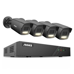 5MP IP PoE kamerový set, 4 černé pevné kamery, Hik