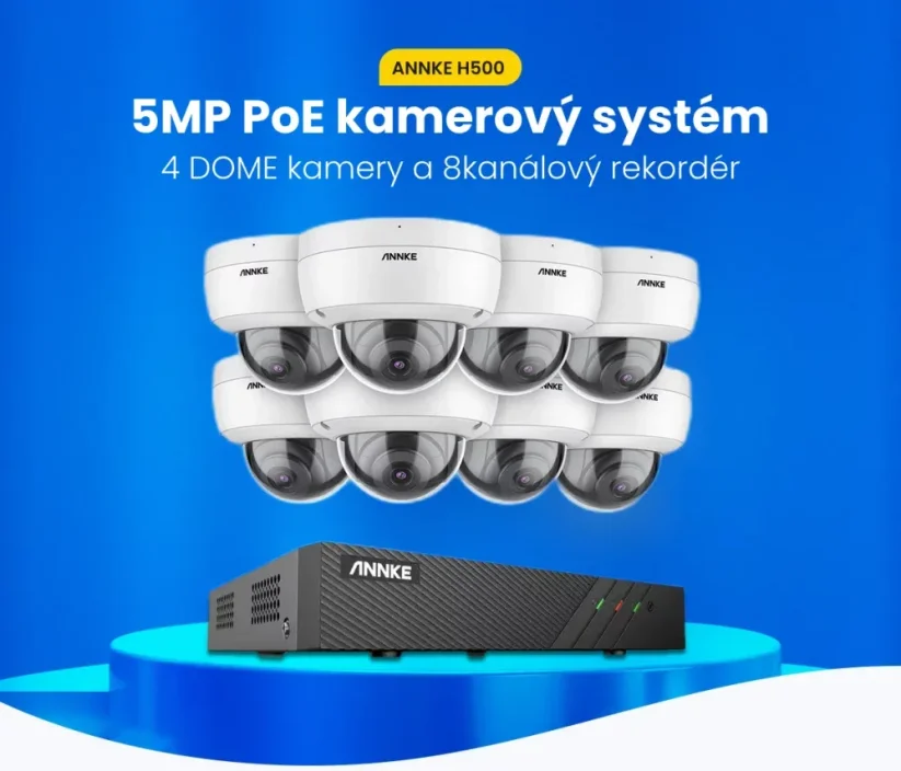 5MP IP PoE kamerový set, 4 DOME antivandal kamery, H
