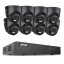 5MP IP PoE kamerový set, 8 turret černých kamer, H