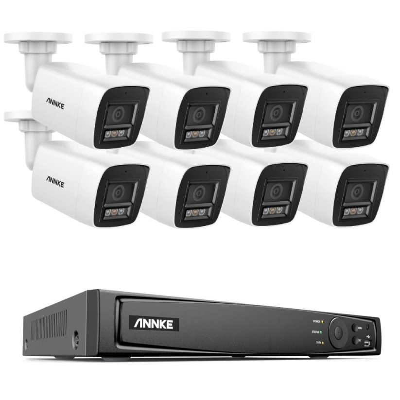 12MP IP PoE kamerový set, 8 pevných kamer, H