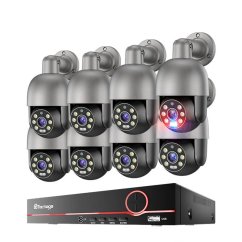 5MP IP PoE kamerový set, 8 otočných antracitových kamer, XM