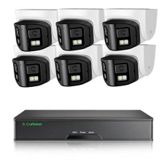 8MP IP PoE kamerový set, 6 panoramatických 180° kamer, Vid