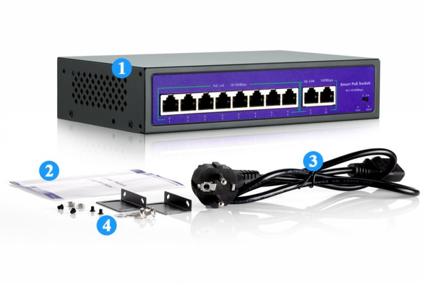 POE Switch 48 V - Počer portů: 4 porty