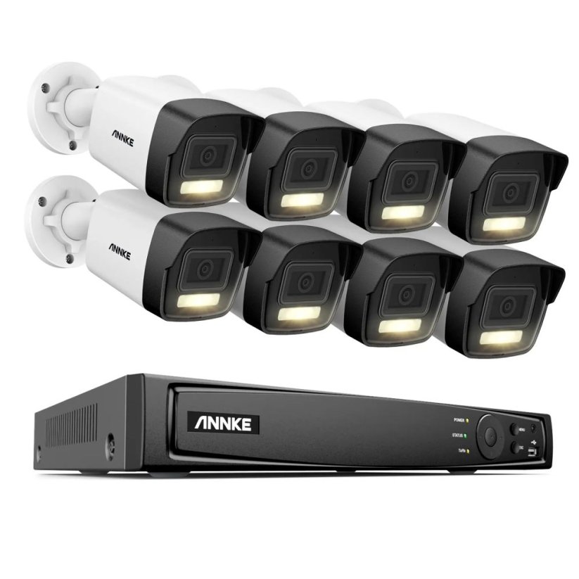 8MP IP PoE kamerový set, 8 pevných kamer, H
