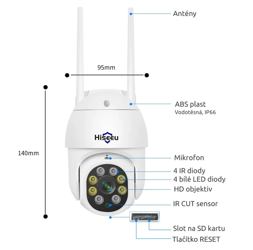 5MP venkovní otočná Wifi kamera, Ese
