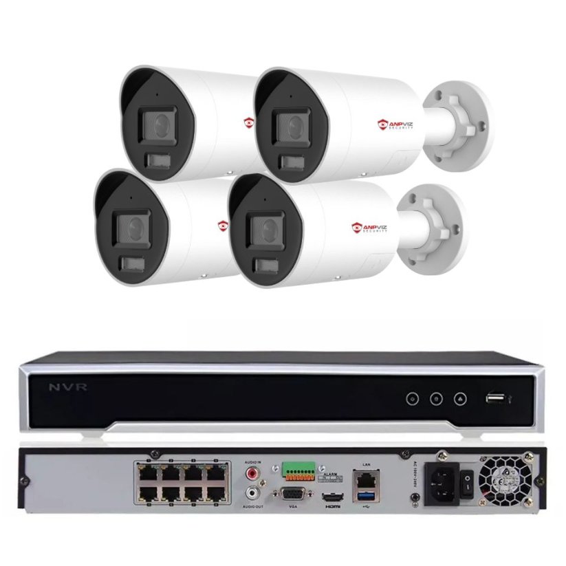 8MP profesionální PoE kamerový set, 4x ColorVu kamera, H Profi