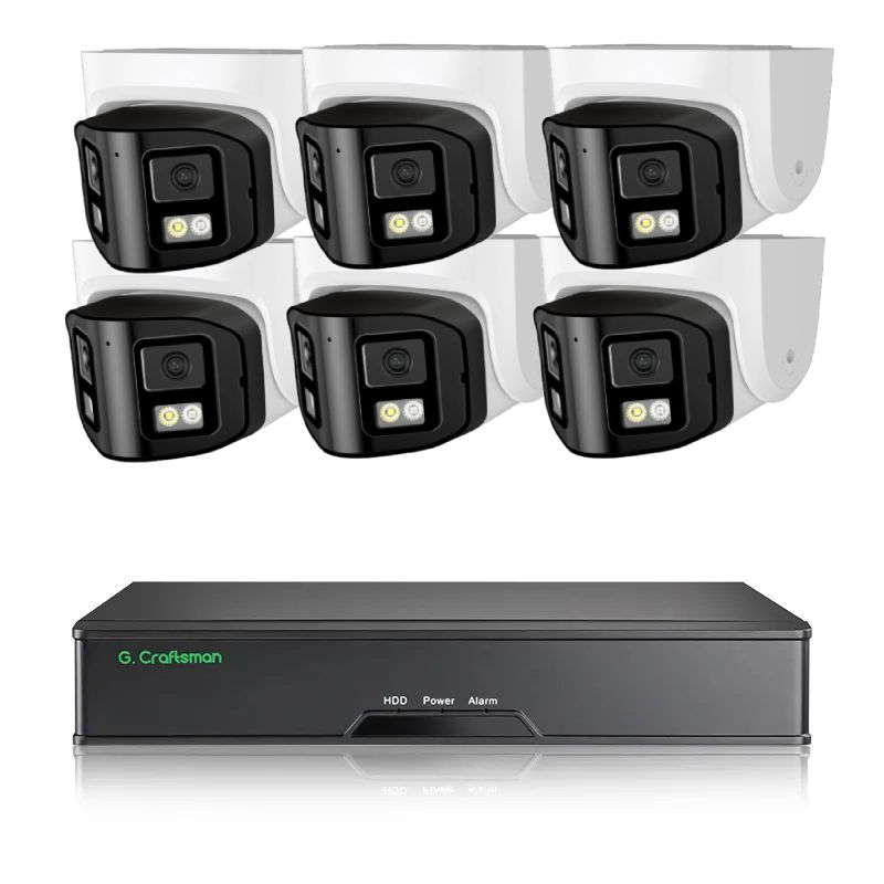 8MP IP PoE kamerový set, 6 panoramatických 180° kamer, Vid