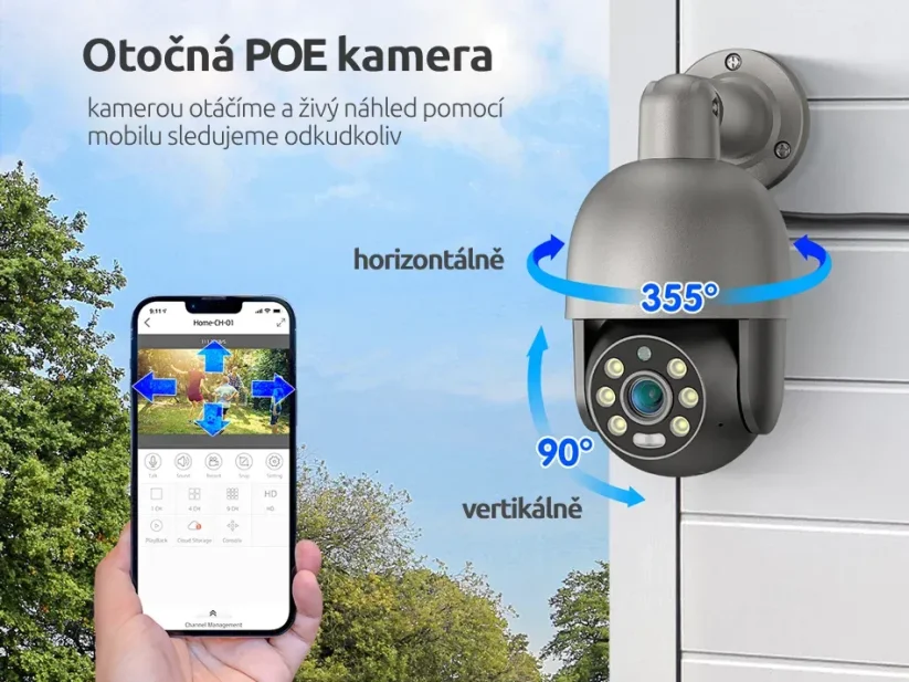 8MP IP POE otočná kamera, antracit, XM