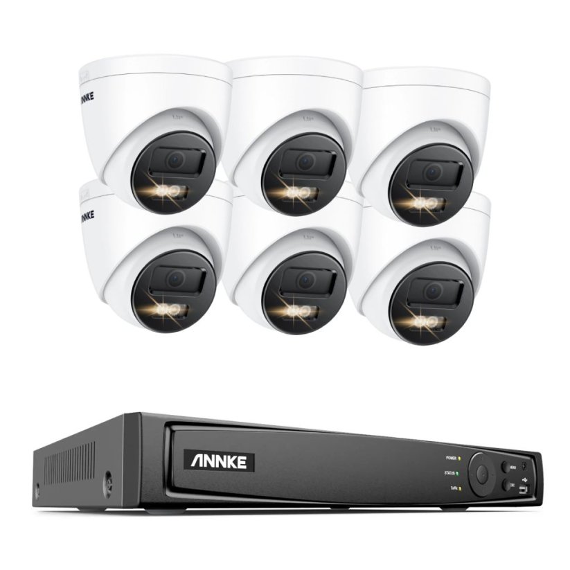 12MP IP PoE kamerový set, 6 turret kamer, H
