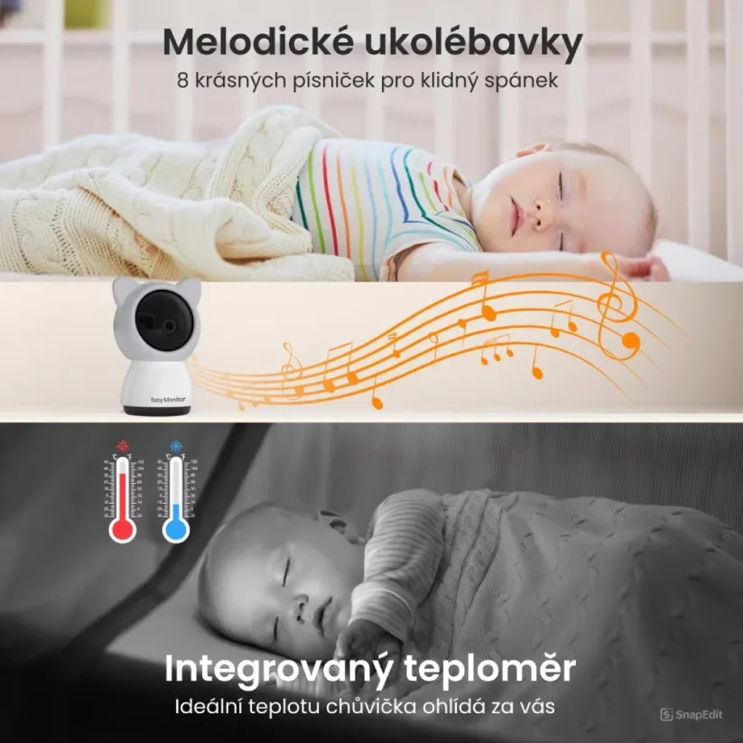 Dětská chůvička s monitorem, otočná, Clou