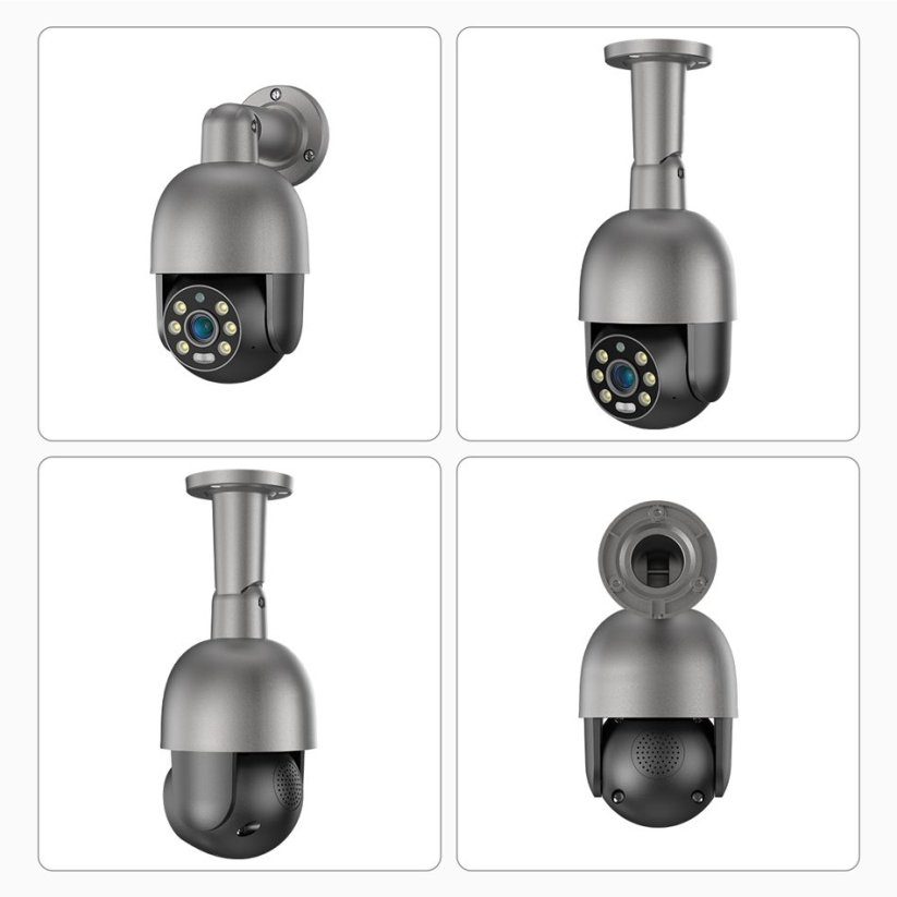 8MP IP PoE kamerový set, 8 otočných černošedých kamer, XM