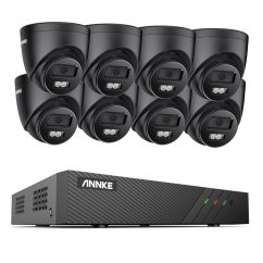 5MP IP PoE kamerový set, 8 turret černých kamer, H