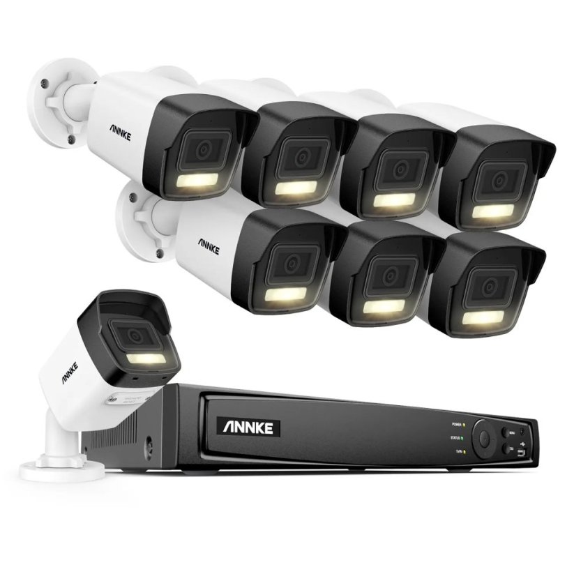 8MP IP PoE kamerový set, 8 pevných kamer, H