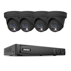 8MP IP PoE kamerový set, 4 turret černé kamery, Hik