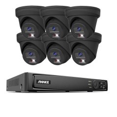 8MP IP PoE kamerový set, 6 turret černých kamer, H