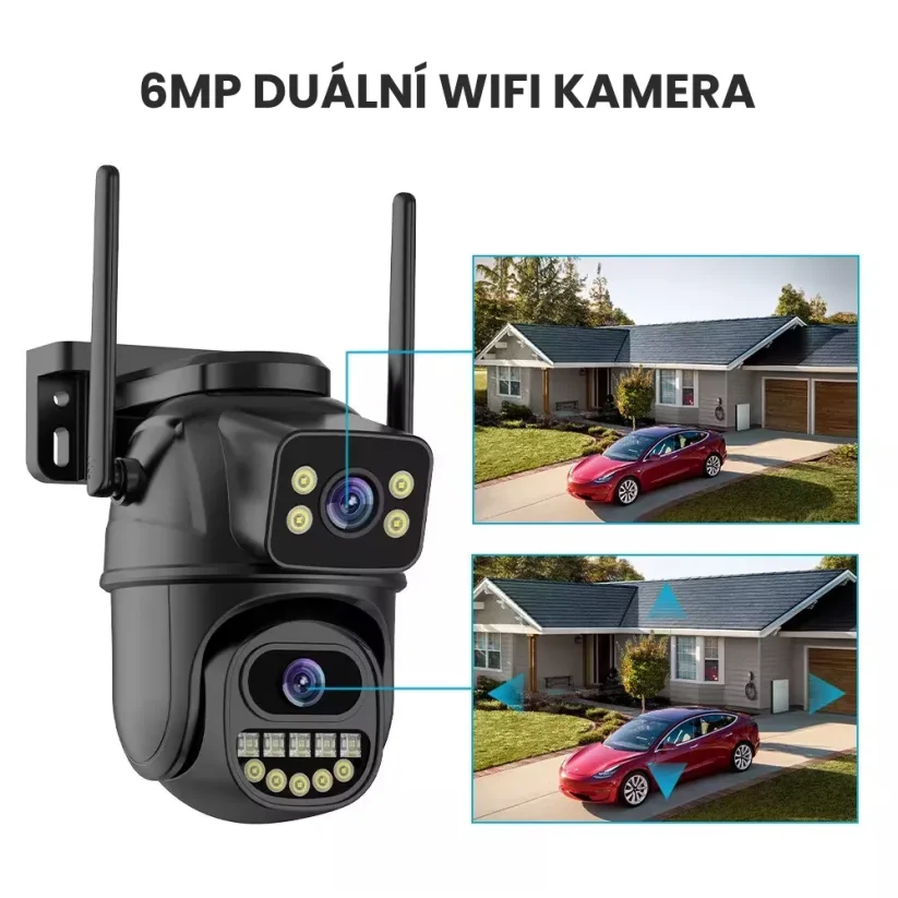 6MP duální otočná WiFi kamera, černá, iCs