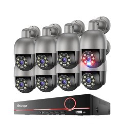 8MP IP PoE kamerový set, 8 otočných černošedých kamer, XM