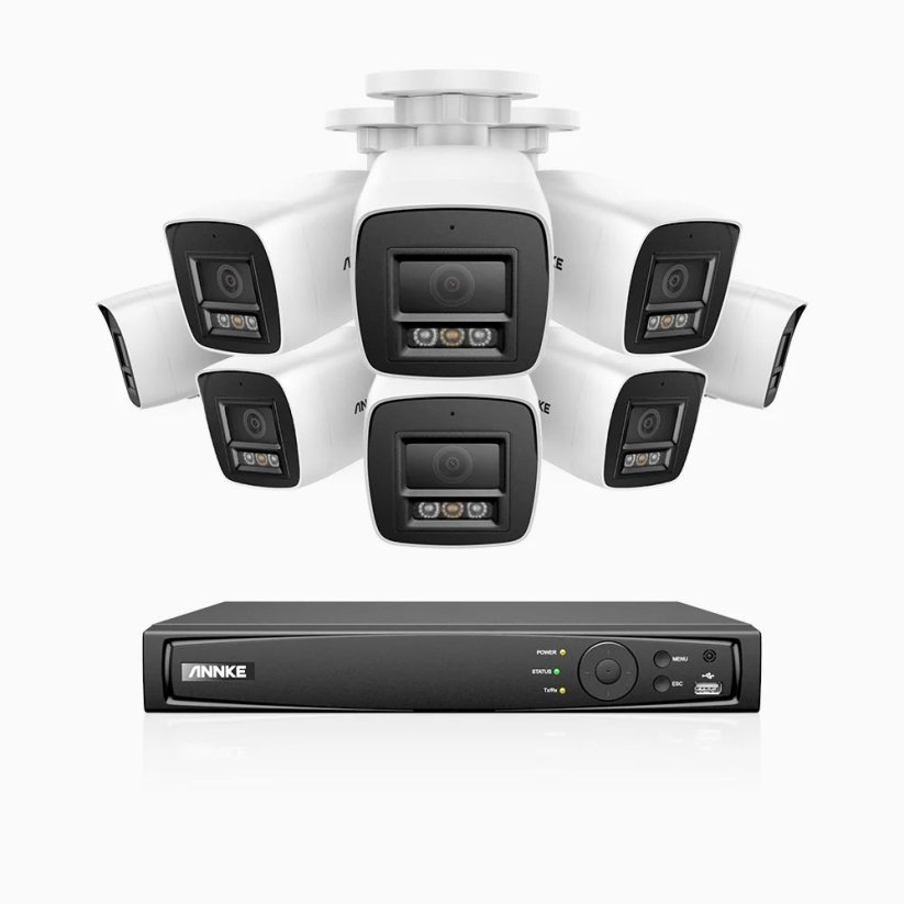 8MP IP PoE kamerový set, 8 pevných kamer, H