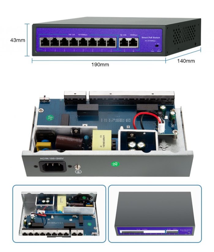 POE Switch 48 V - Počer portů: 4 porty