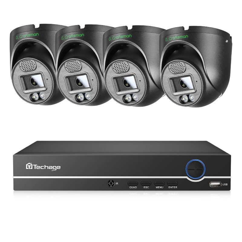 8MP IP PoE kamerový set, 4 turret kamery, černá, XM