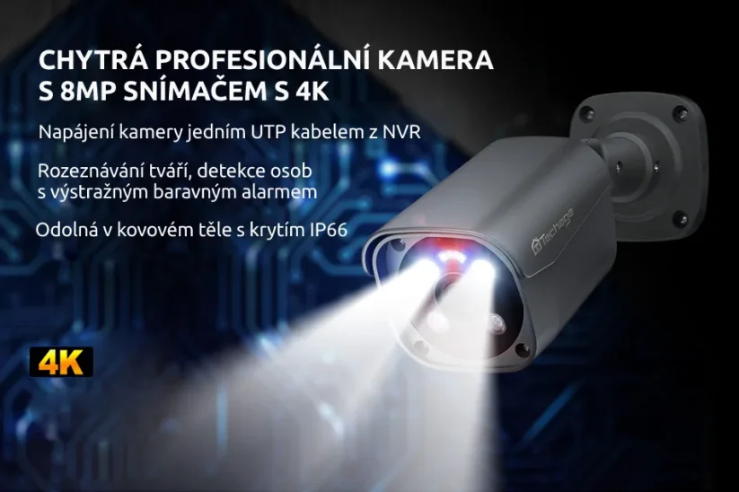8MP IP PoE pevná kamera, šedá, XM