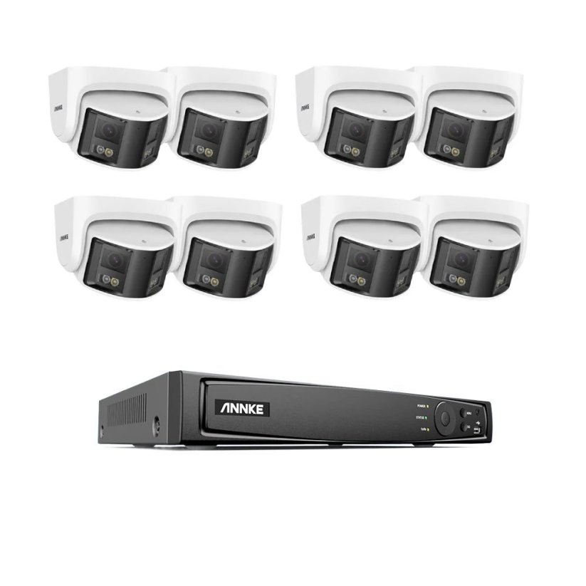 8MP IP PoE kamerový set, panoramatické 180° kamery, Hik - Počet kamer: 8 kamer, 8MP panorama