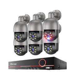 8MP IP PoE kamerový set, 6 otočných černošedých kamer, XM
