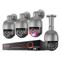 5MP IP PoE kamerový set, 4 otočné antracitové kamery, XM