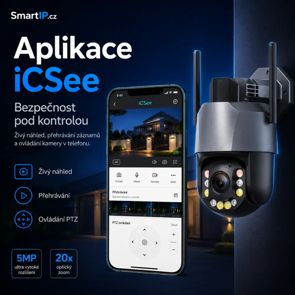 Aplikace iCSee v češtině pro venkovní WiFi kameru