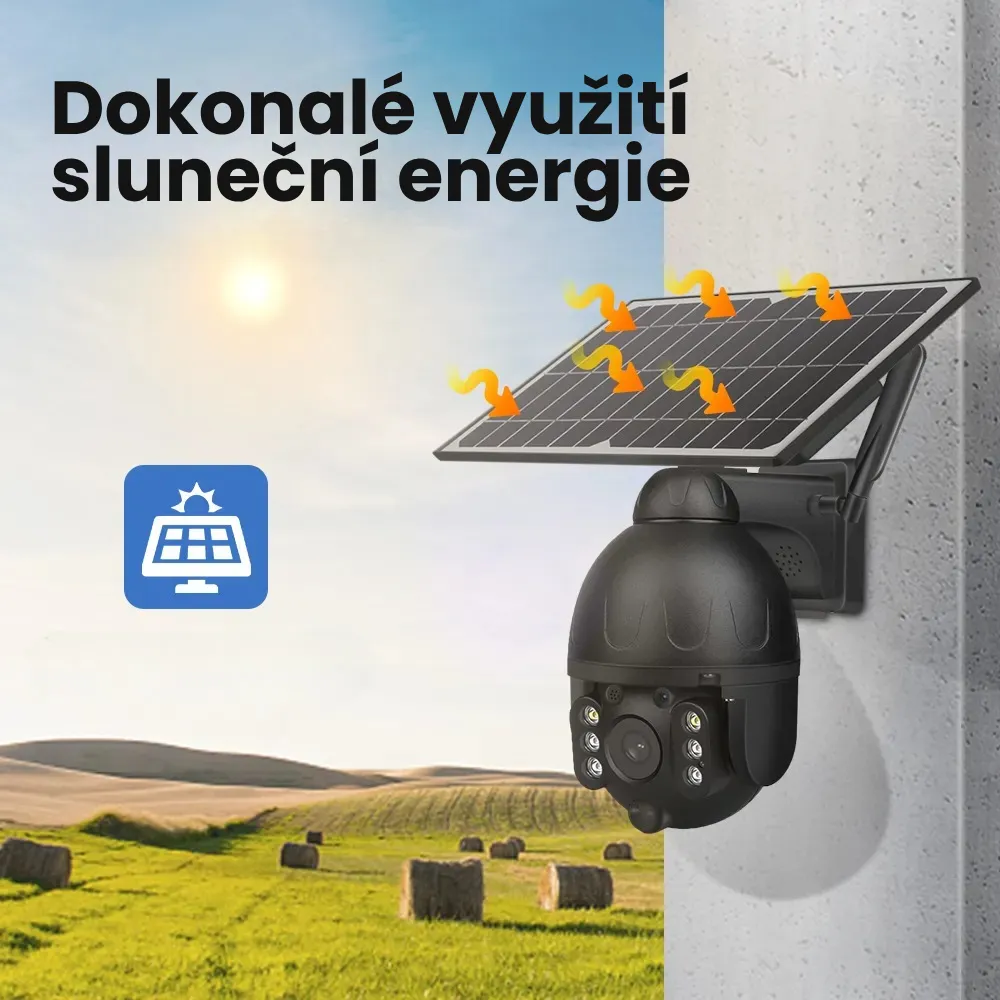 4G LTE otočná venkovní kamera se solárním panelem