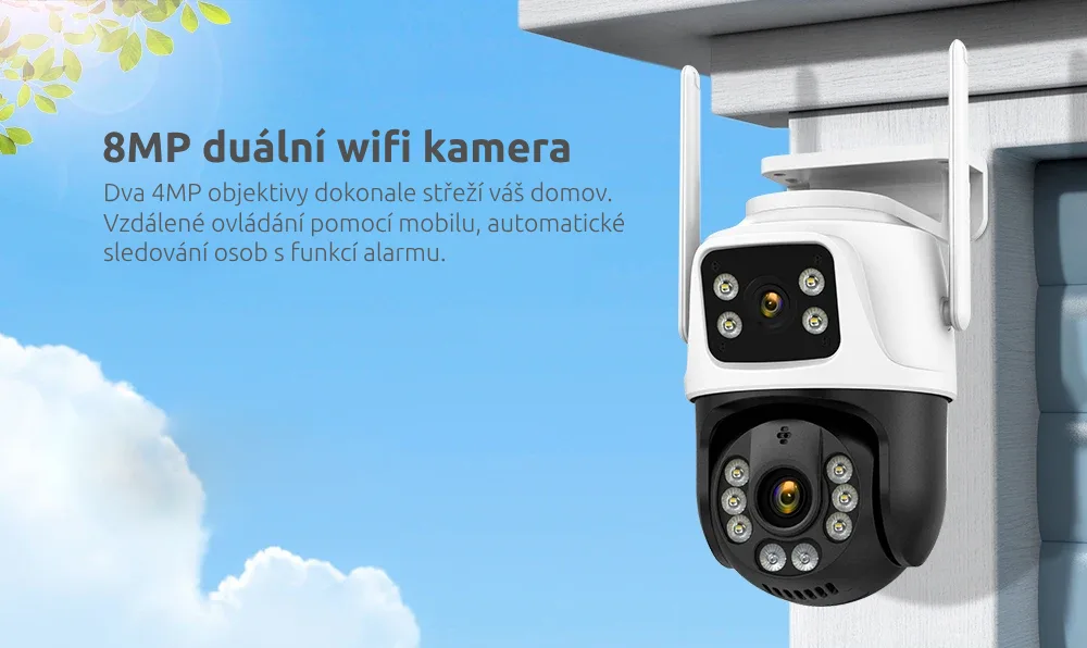 8MP duální otočná wifi kamera